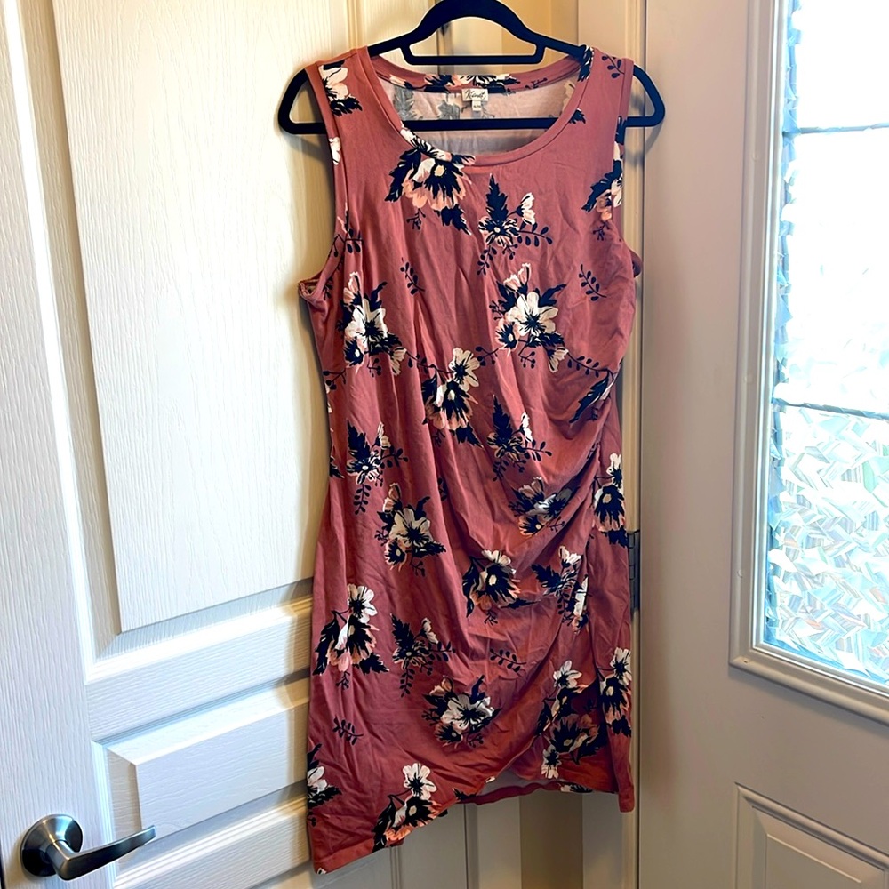 Sleeveless Floral Tank Dress in Dusty Rose
